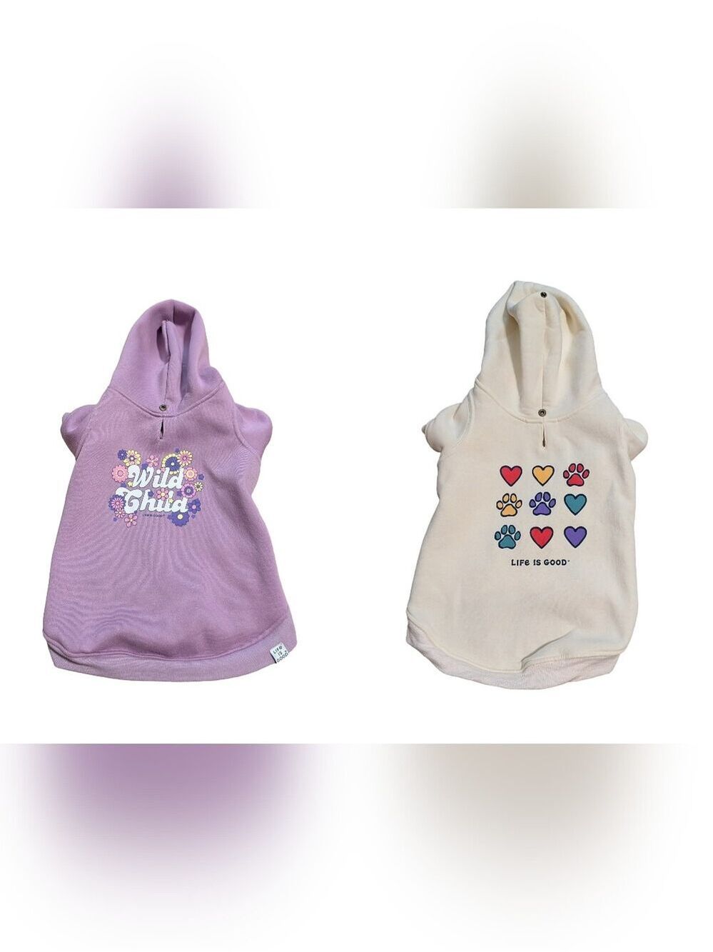 Life Is Good Lavender & Cream Hooded Dog Tops Set